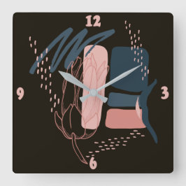 Reloj Cuadrado Magnolia Bloom Rosa Resumen mínimo