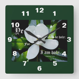 Reloj Cuadrado Magnolia del Sur con Leviticus 11:44
