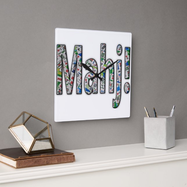 Reloj Cuadrado Mahjong Square Clock - Mahj! (Oficina)