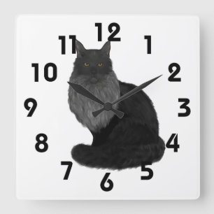 Reloj Cuadrado Maine Coon Clock