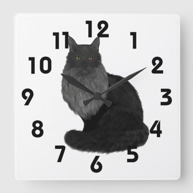 Reloj Cuadrado Maine Coon Clock (Anverso)