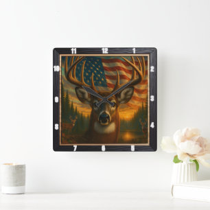 Reloj Cuadrado Majestic Buck Bandera Americana