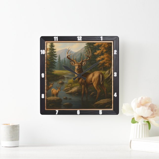 Reloj Cuadrado Majestic Buck Forest Stream (Hogar)