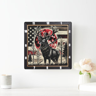 Reloj Cuadrado Majestic Deer Forest Nature