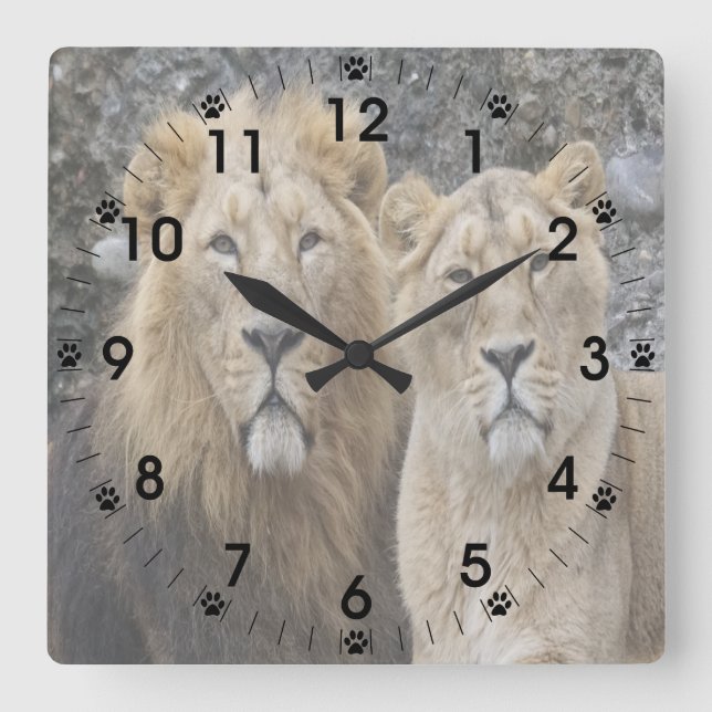 Reloj Cuadrado Majestic Pareja de León (Anverso)