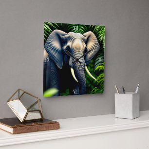 Reloj Cuadrado Majestuoso Elefante De La Selva - Salvaje Y Libre