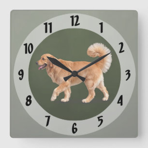 Reloj Cuadrado Majestuoso Golden Retriever