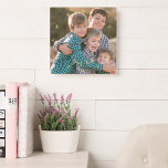 Reloj Cuadrado Make Custom Family Baby Kids Wedding Couple Photo<br><div class="desc">Create your own custom, personalized, square photo wall clock. Simply add your photo and text, to customize. While you add / design, you'll be able to see a preview of your creation, throughout. The clock features text in elegant faux gold typography script. Makes a great gift, for birthday, graduation, fathers...</div>