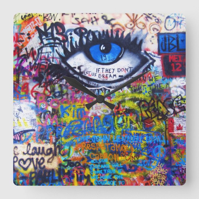 Reloj Cuadrado Mal de ojo azul de la pintada (Anverso)