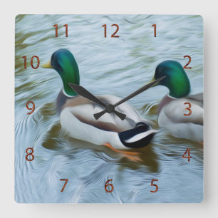 Reloj Cuadrado Mallard Ducks
