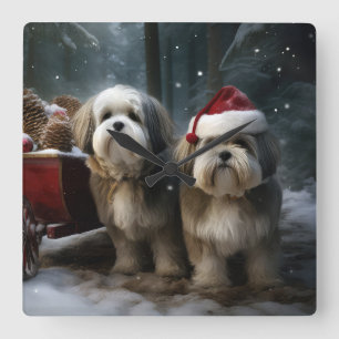 Reloj Cuadrado Malti tzu Adornos de Navidad de Trineo Nevado
