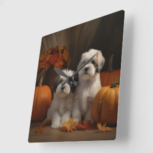 Reloj Cuadrado Malti tzu Cachorro Otoño Delicia Calabaza