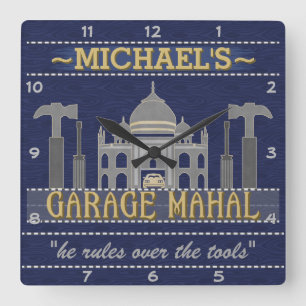 Reloj Cuadrado Man Cave Funny Garage Mahal Tools   Nombre persona