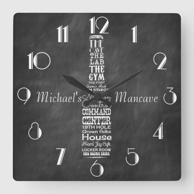 Reloj Cuadrado Mancave Blackboard Retro Chalk personalizado (Anverso)