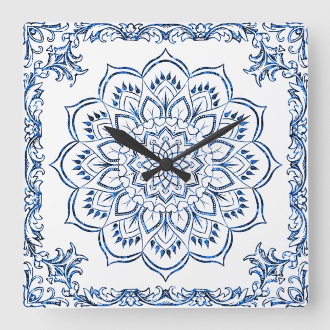 Reloj Cuadrado Mandala (Anverso)