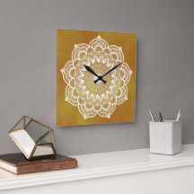 Mandala Blanco sobre Fondo Dorado