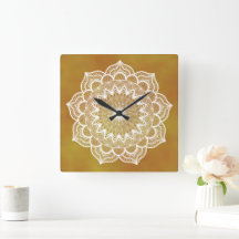 Mandala Blanco sobre Fondo Dorado