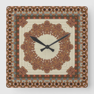 Reloj Cuadrado Mandala enmarcada geométrica étnica imponente