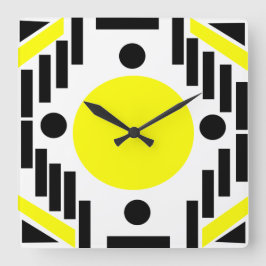 Reloj Cuadrado Mandala geométrica moderna de mediados de siglo de
