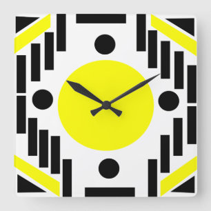 Reloj Cuadrado Mandala geométrica moderna de mediados de siglo de