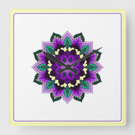 Reloj Cuadrado Mandala in purple