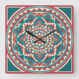 Reloj Cuadrado Mandala moderna del suroeste