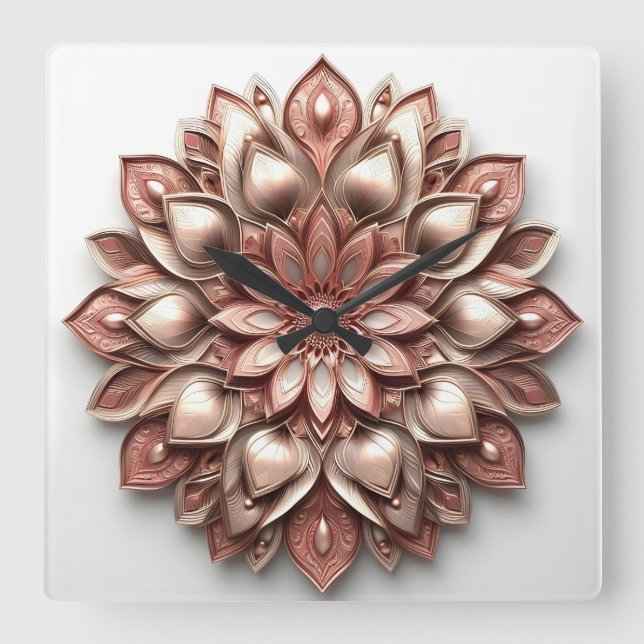 Reloj Cuadrado mandala style ornament (Anverso)