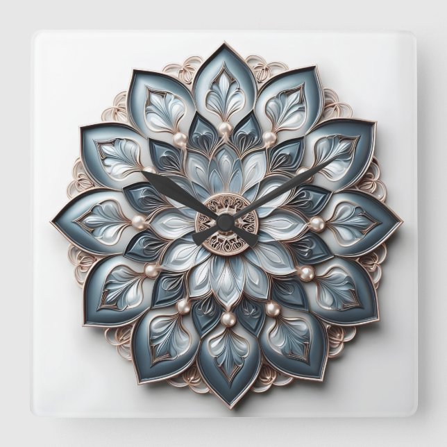 Reloj Cuadrado mandala style ornament (Anverso)