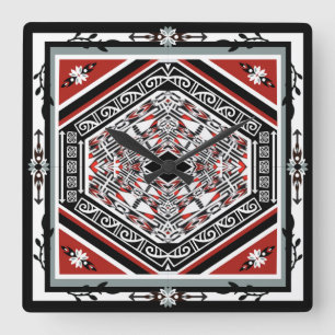 Reloj Cuadrado Mandala Tribal Nouveau