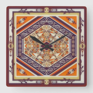 Reloj Cuadrado Mandala Tribal Nouveau 