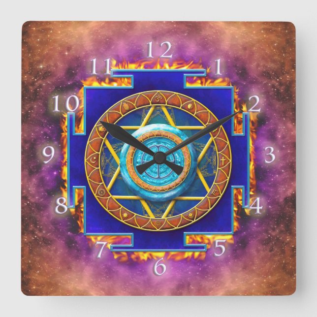 RELOJ CUADRADO MANDALA TWELVE RELIGIONS (Anverso)