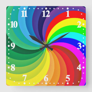 Reloj Cuadrado Mandalas de colores arcoíris-46556