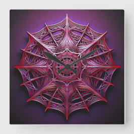 Reloj Cuadrado Mandelbrot de estructura alámbrica rosa