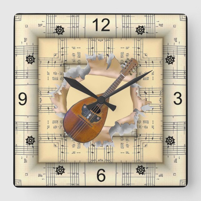 Reloj Cuadrado Mandolin ~ Breaking Through Strange Sheet Music ~  (Anverso)