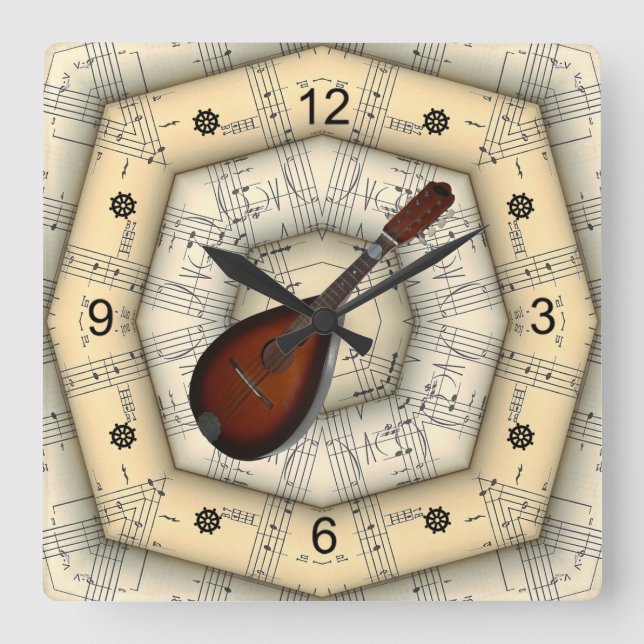 Reloj Cuadrado Mandolin ~ Strange Musical Design ~ Unique ~ (Anverso)