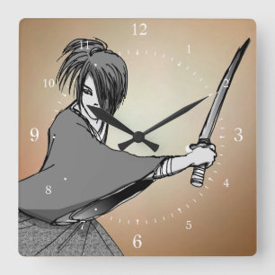 Reloj Cuadrado Manga Japón del SAMURAI