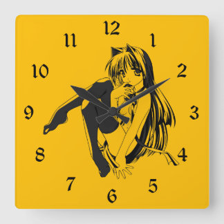Reloj Cuadrado Manga, Neko Gatita Anime Furry Loli Esclava Cuadra