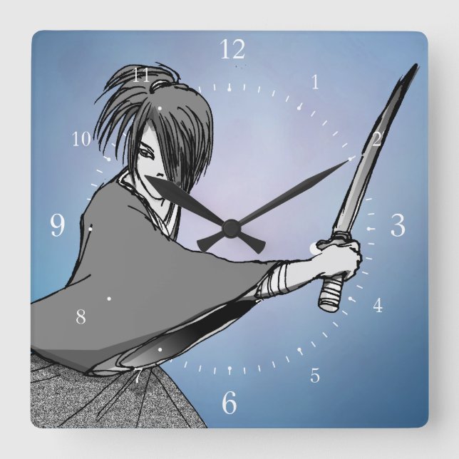 Reloj Cuadrado Manga SAMURAI japón (Anverso)