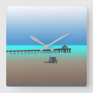 Reloj Cuadrado Manhattan Beach Pier design clock