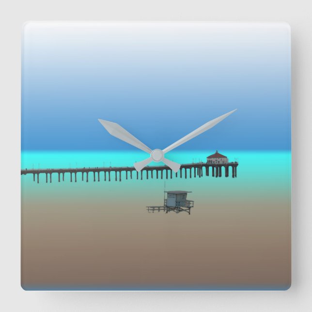 Reloj Cuadrado Manhattan Beach Pier design clock (Anverso)