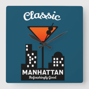 Reloj Cuadrado Manhattan Cocktail Wall Art