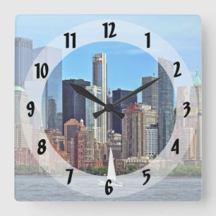 Reloj Cuadrado Manhattan NY - Barco de vela por Manhattan Skyline