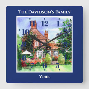 Reloj Cuadrado Manor House Heslington York England Blue