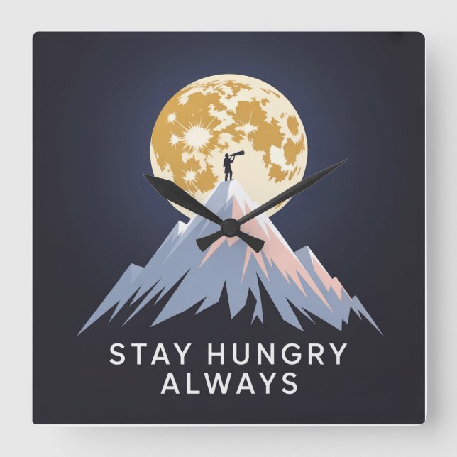 Reloj Cuadrado Mantén el Hambre Siempre (Anverso)