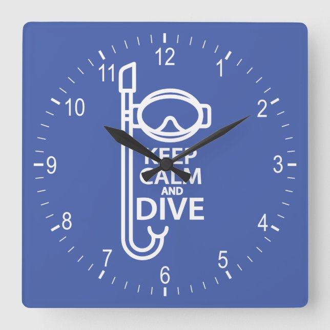 Reloj Cuadrado Mantener la calma y bucear (Anverso)