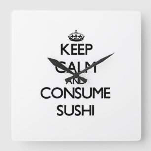 Reloj Cuadrado Mantenga tranquilo y consuma el sushi