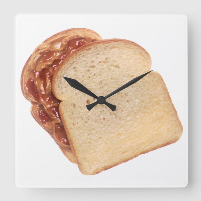 Reloj Cuadrado Mantequilla de cacahuete y sandwich de gelatina (Anverso)