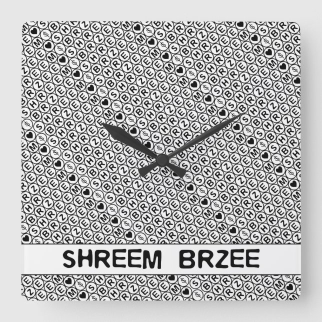 Reloj Cuadrado Mantra del dinero del canto blanco Shreem Brzee (Anverso)