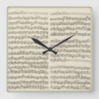 Reloj Cuadrado Manuscrito de la música de Bach, 2da habitación