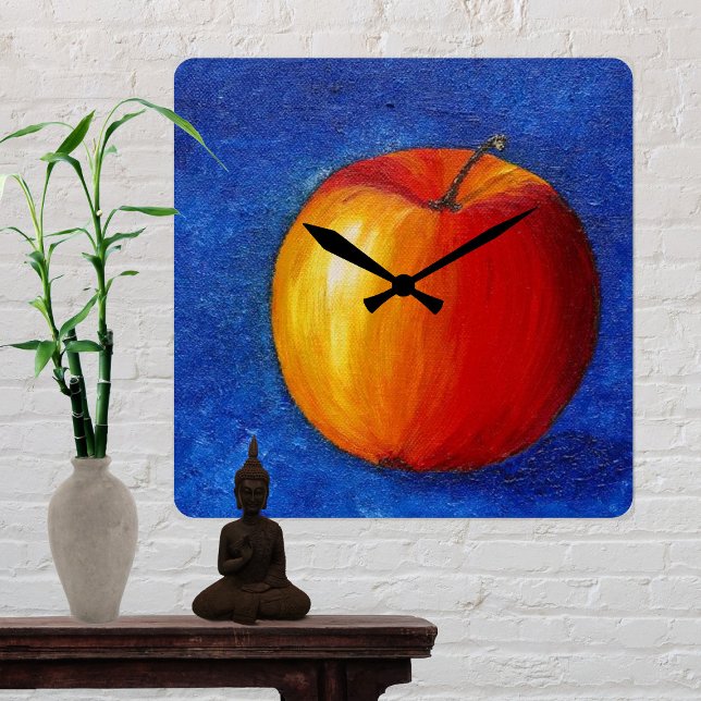 Reloj Cuadrado Manzana roja - Pintura de vida fija (Subido por el creador)